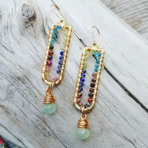SALE!! Semi-Precious Gemstone Artisan Wire Wrapped Handmade Earrings